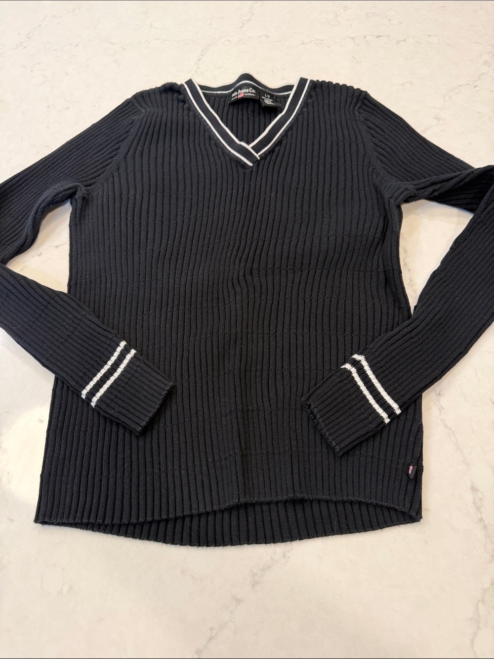 Vintage Ralph Lauren Polo Jeans Co. V-Neck Sweater Ribbed Cotton Varsity